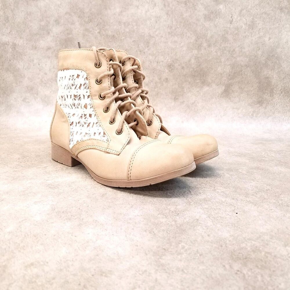 Soda Womens Size 6.5 Tan Lace Up Ankle Boot Comba… - image 1